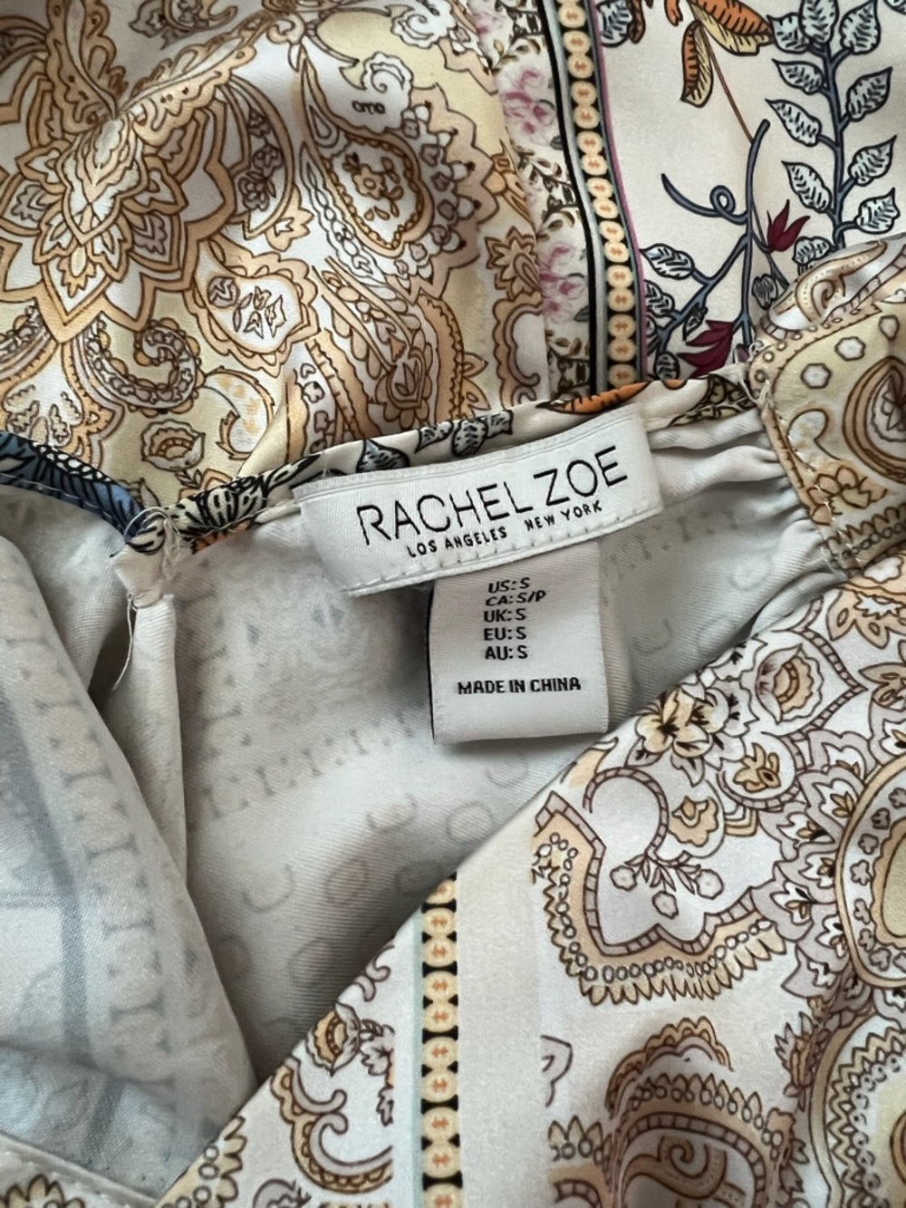 Rachel Zoe Cream and Beige Paisley Silk Halter - Picture 2 of 3